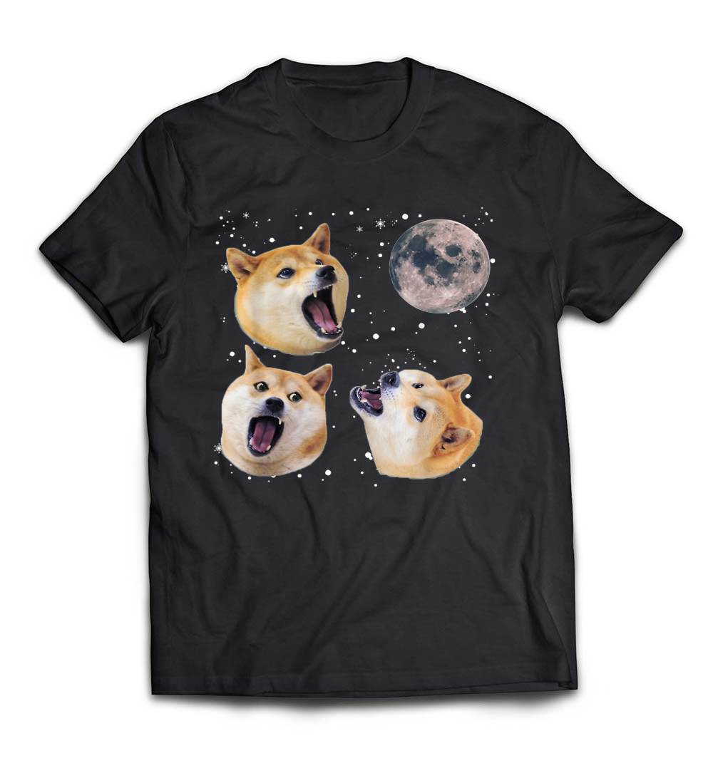 “Three Doge Meme Night Howling at the Moon Christmas T-Shirt” – A Hilarious Holiday Tee for Doge and Meme Lovers